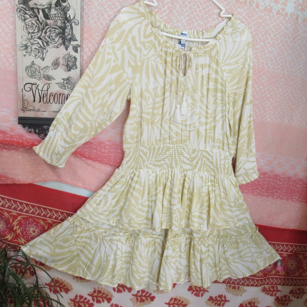 Patrons of Peace White Prairie Boho Peasant Ruffles Smock Dress - Picture 7 of 15